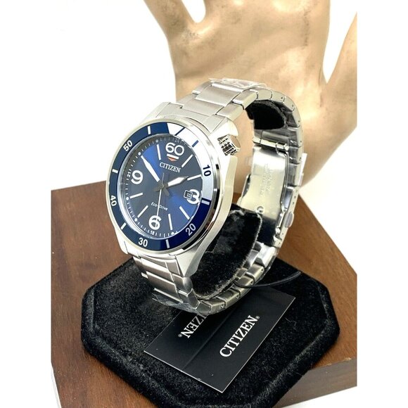 Citizen Men's Watch AW1711-52L Eco Drive Blue Dial Silver Stainless Steel 44mm - Picture 2 of 15